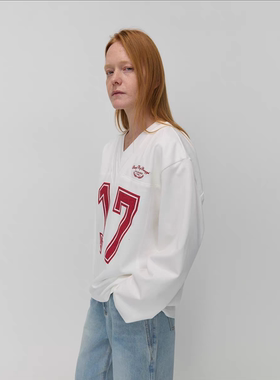 SHANG1 BY SHANGYI休闲V领17字母T恤S25BT39