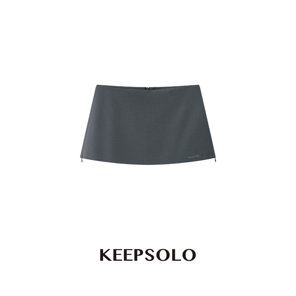 KeepSolo「经典百搭」刺绣侧拉链mini裙裤26AW010