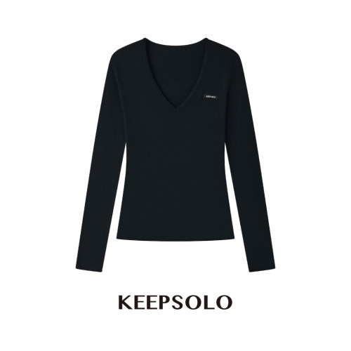 KeepSolo「丝柔显瘦」桑蚕丝羊毛V领织标针织衫26AW005