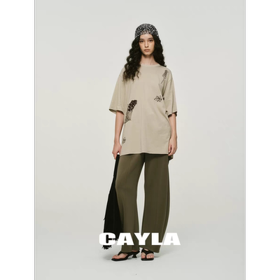 CAYLA弯刀阔腿莫代尔空气层卫裤