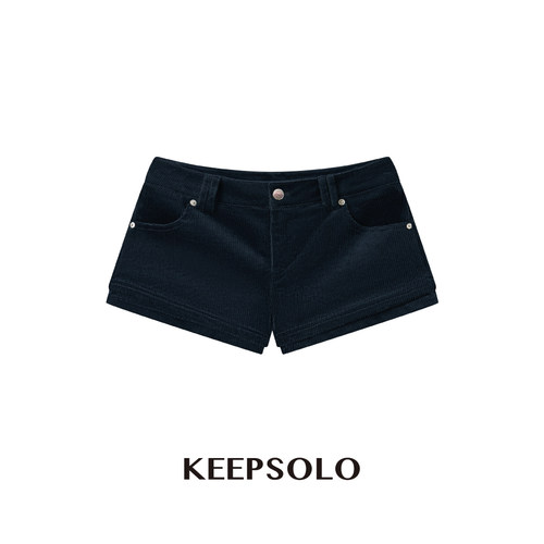KeepSoloA字灯芯绒短裤女士