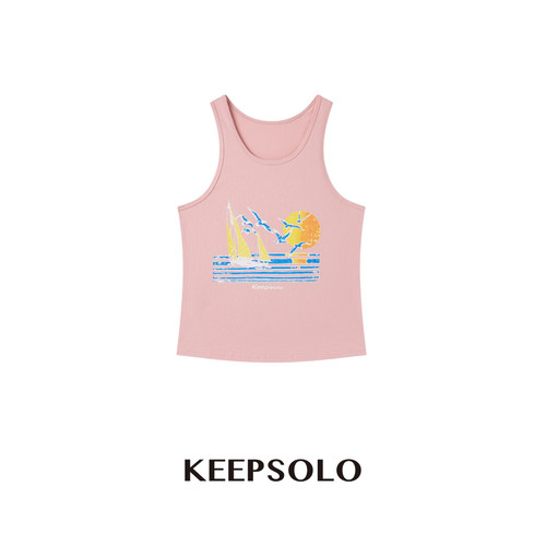 KeepSolo美式水洗航海印花背心