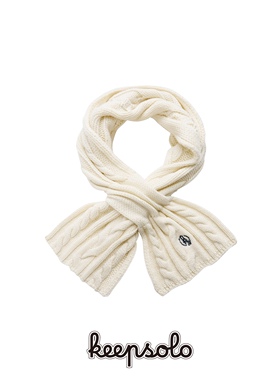 KeepSolo「暖意融融」麦穗刺绣羊毛绞花蝴蝶围巾时尚针织百搭纯色
