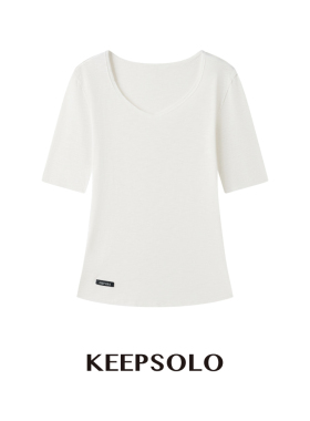KeepSolo「气质显瘦」水洗v领织标中袖T恤26SS121