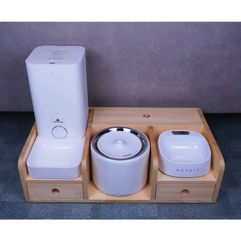 [小佩mini自动喂食器饮水机架子宠物碗组合木架子猫狗实木投食器架]