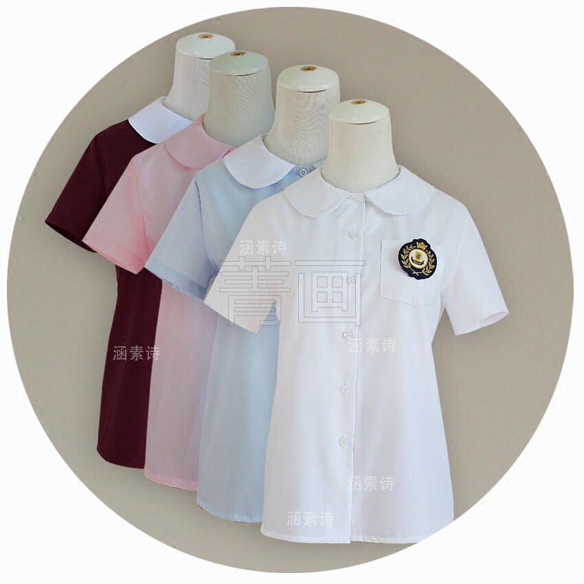 可爱丸襟软妹学院风短袖衫jk制服