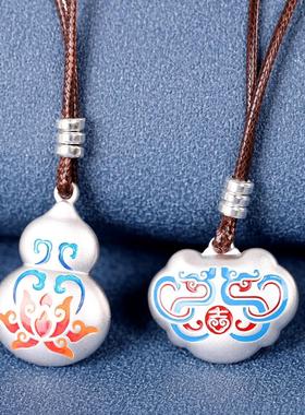 珐琅国风配绳项链999足银