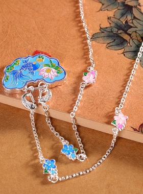 国风足银999.9珐琅如意套链礼物