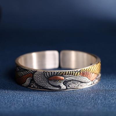 鹤鸣九皋足银999手镯纯手工男女