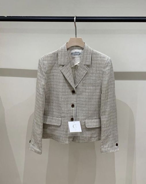 现韩国正品代购gallery女2025夏季法式减龄格子西装外套+高腰短裤