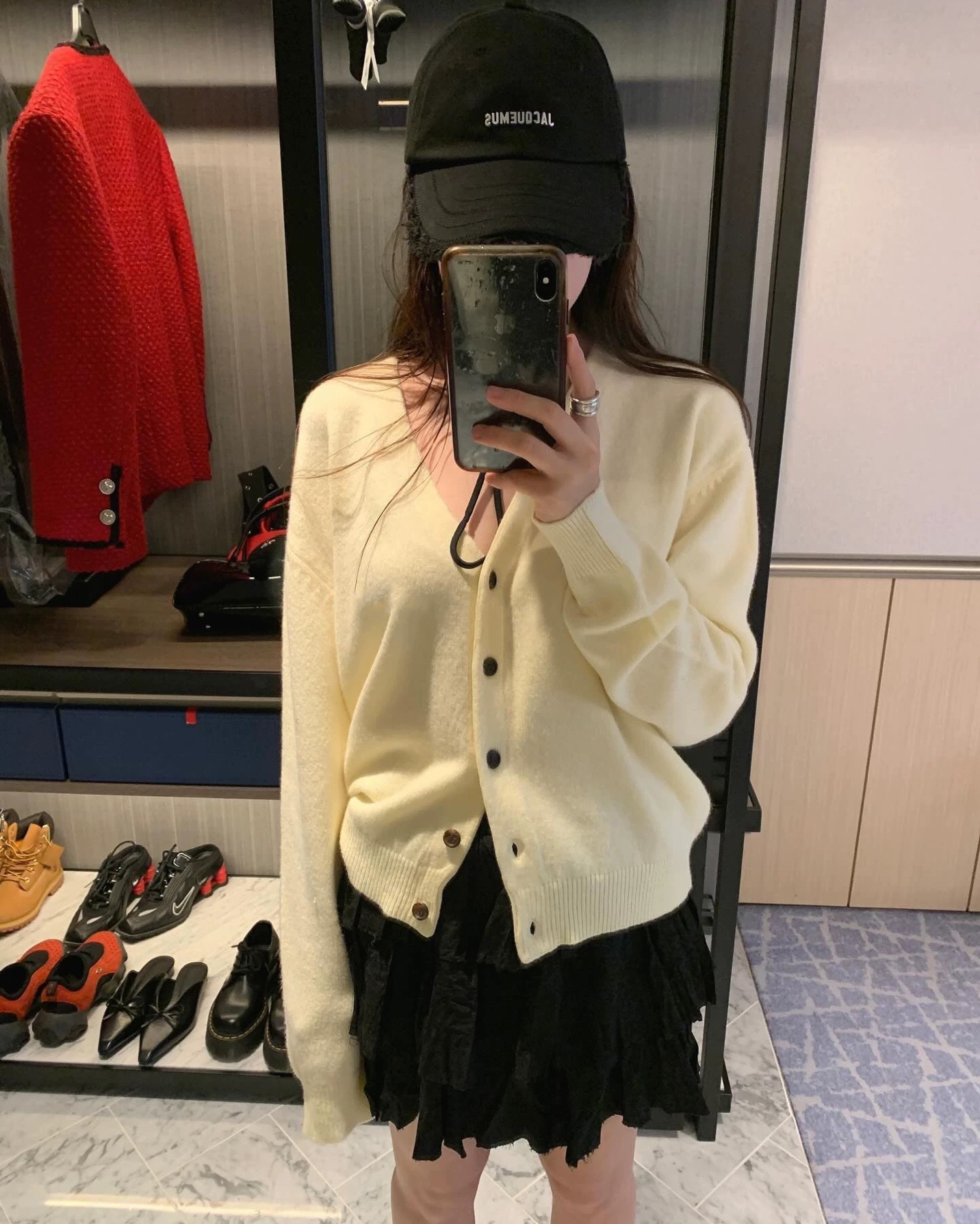 现货韩国正品代购simplest form女2024早秋季甜美v领系扣针织开衫