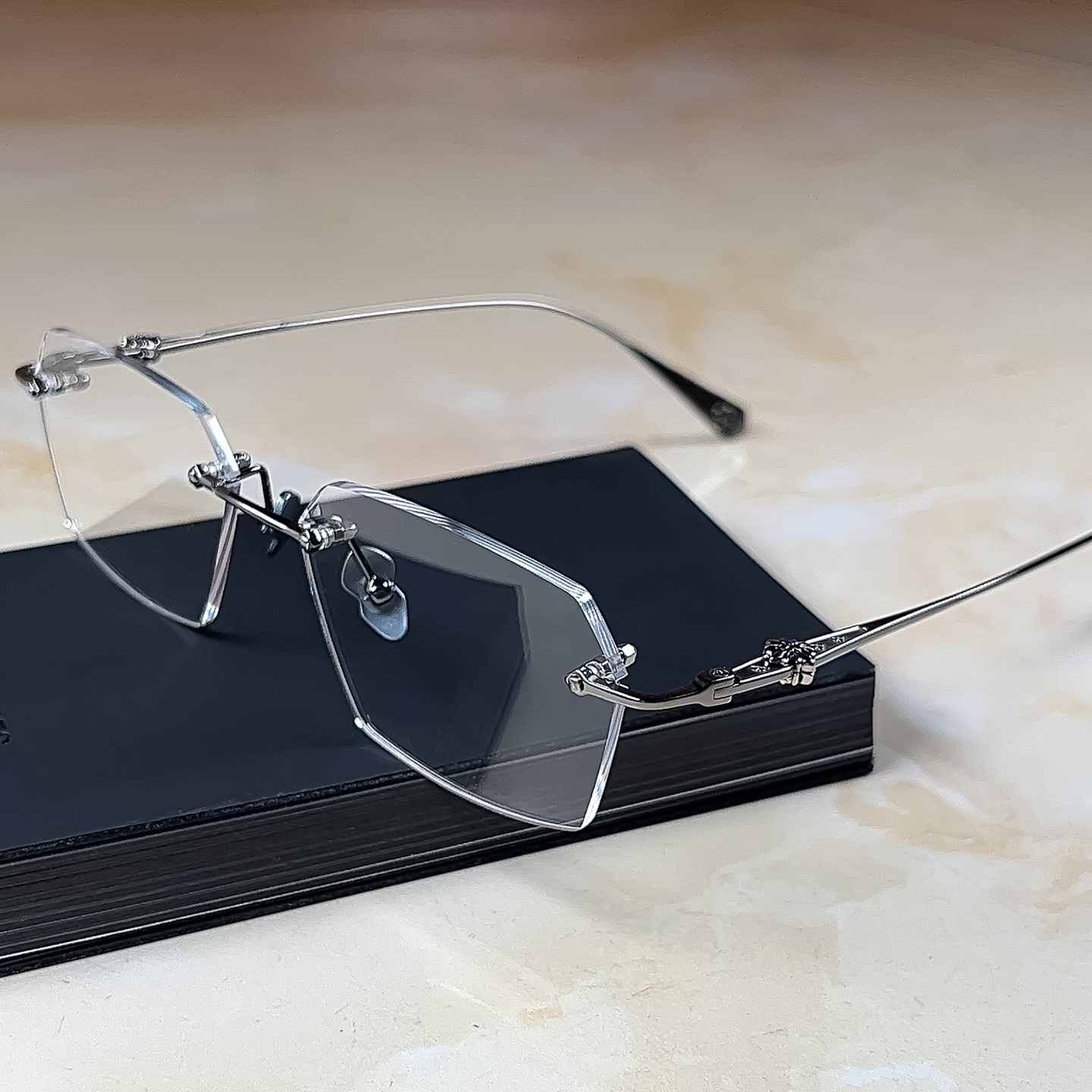 无框多边形眼镜框可配近视眼镜