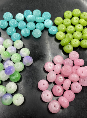 DIY饰品配件10m蓝色天河石平安扣隔珠隔片 粉色 彩色平安扣散珠