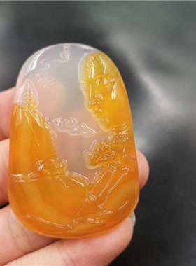 玉器黄色玛瑙毛衣链吊坠