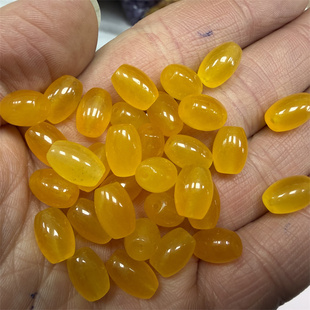 四海玉器 6*9毫米黄龙玉米珠散珠 黄玉石米珠散批 长珠 特价