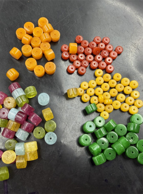 四海玉器 DIY饰品配件绿色平安扣散珠 黄玉隔珠隔片 彩色玉石隔珠