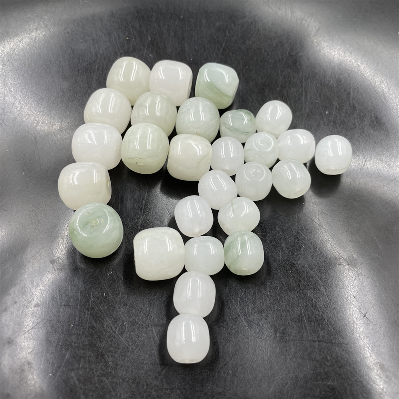 DIY饰品配件白底青天山翠玉老型珠散珠 飘绿花玉石算盘珠散批