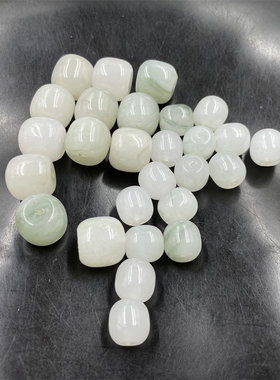 DIY饰品配件白底青天山翠玉老型珠散珠 飘绿花玉石算盘珠散批