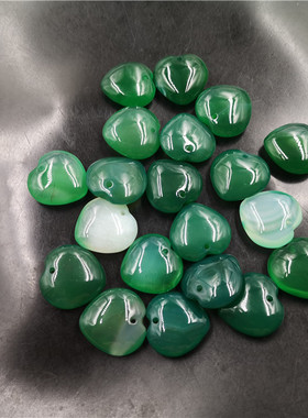玉器天然厘米小号心形挂件绿玛瑙