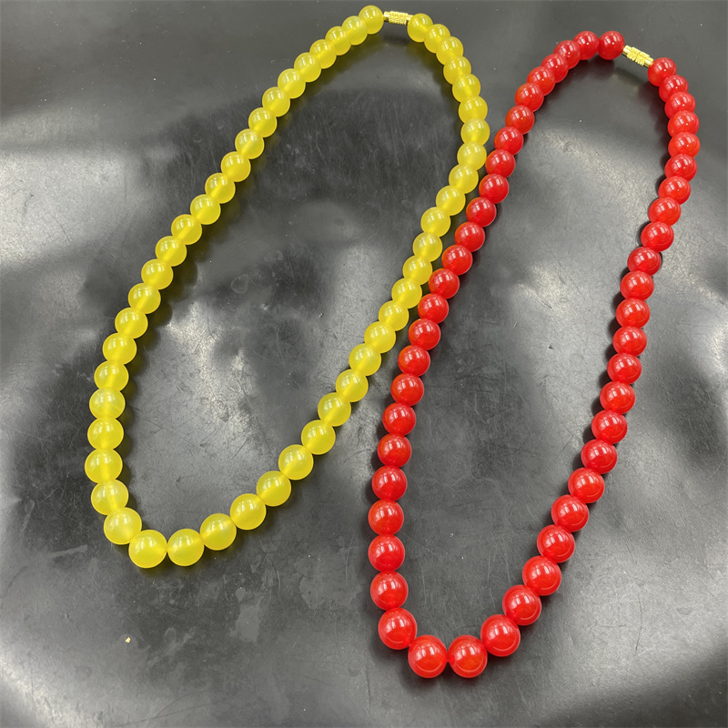 四海玉器 10毫米红玛瑙圆珠项链 锁骨链  女款黄玉髓项链 妈妈链
