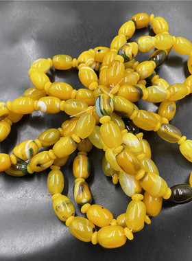 黄玛瑙桶珠手链男女款玉髓手串