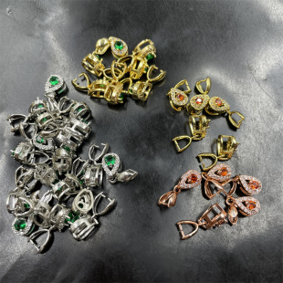 精美镶钻恰扣 金色绿钻吊坠恰子 项链扣头 配件佩饰 红钻玫瑰金