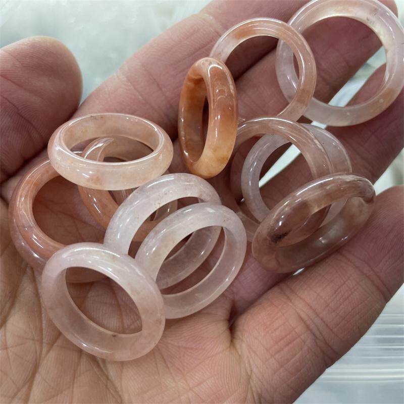 四海玉器 新款天然桃花酿玉戒指 男女款玉指环 戒圈 跑环 特价