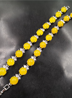 925银镶嵌黄色玉手链