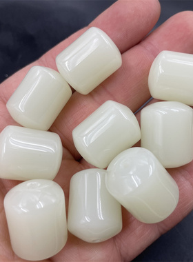 四海玉器 DIY饰品配件仿青白玉筒珠散珠 青白色外蒙料圆柱 管珠