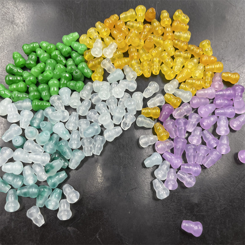 diy饰品配饰立体通孔黄玉葫芦散珠 紫色小葫芦 飘花玉葫芦散珠