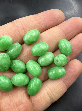 四海玉器 白底青阳绿色翠玉米珠散珠 DIY饰品配件干青玉米珠散批