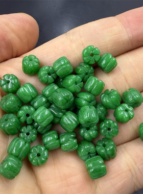 四海玉器 饰品配件干青铁龙生绿色翠玉南瓜算盘珠 筒珠散批