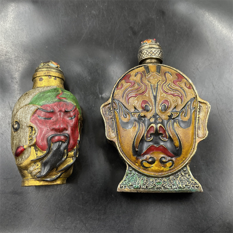 四海玉器 复古做旧脸谱鼻烟壶 关公鼻烟壶 特价