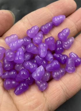 四海玉器 DIY饰品配件紫色立体通孔小葫芦 8*11m紫色玉葫芦散珠