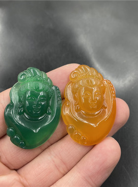 天然绿玉髓观音吊坠玛瑙挂件