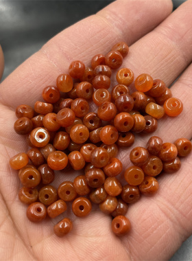 四海玉器 DIY饰品配件红翡翠平安扣隔珠隔片 5.5mm红色玉石平安片