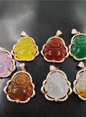 四海玉器925彩银镶嵌豪镶粉色