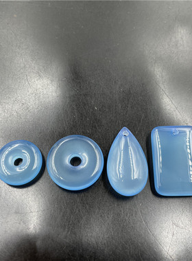 四海玉器 天然冰种浅蓝色玉髓水滴吊坠 平安扣 方牌挂件 玉坠