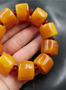 四海玉器男款男式筒珠蜜蜡手串