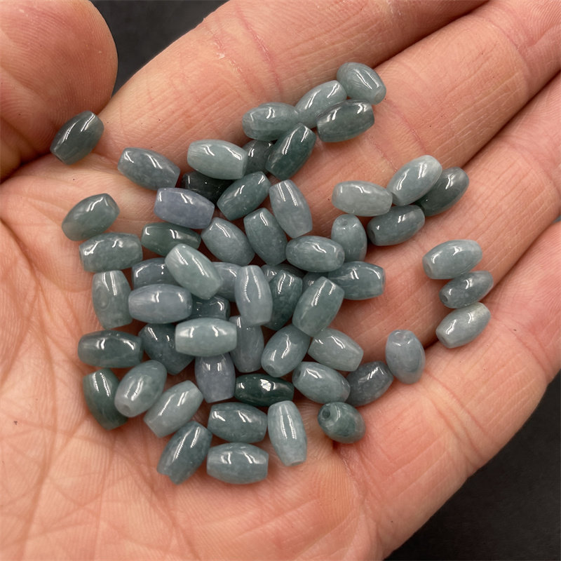 四海玉器 DIY饰品配件翡翠A货米珠散珠 翡翠玉蓝色米珠 长珠散批