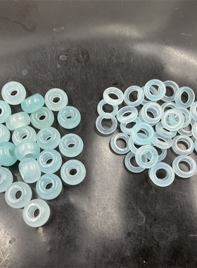 四海玉器 新款浅蓝色玉石转运珠吊坠 路路通 圆圈 圆环 跑环