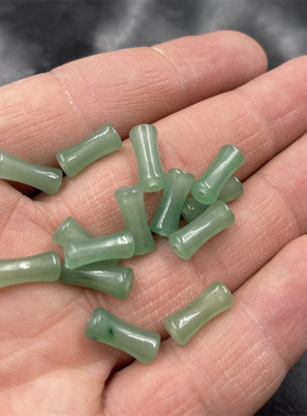 四海玉器 DIY饰品配件绿色东陵玉细竹节散珠 节节高珠子 长珠散批