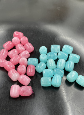 四海玉器 DIY饰品配件粉色桃花玉筒珠散珠 蓝色天河石管柱散批
