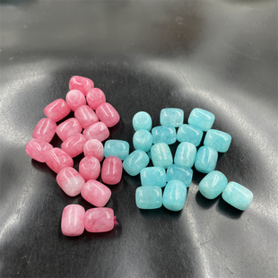 四海玉器 DIY饰品配件粉色桃花玉筒珠散珠 蓝色天河石管柱散批