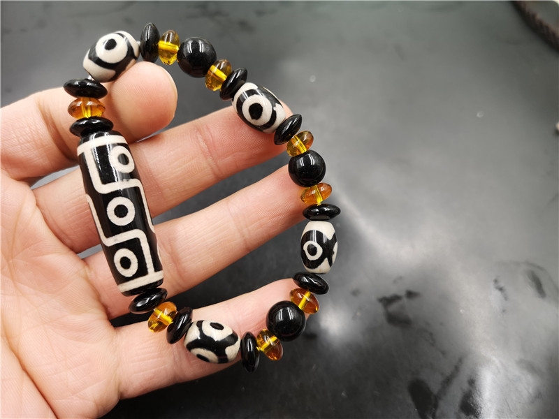 四海玉器 藏式复古西藏天珠玛瑙手链 九眼天珠玛瑙手串 老玛瑙