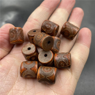 四海玉器 复古做旧三眼天珠玛瑙筒珠散珠散批 老玛瑙桶珠散批