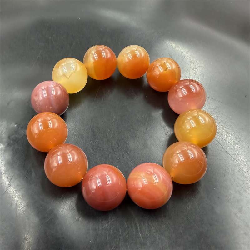 四海玉器 20毫米天然红玛瑙圆珠手链 男款大珠子玛瑙手串