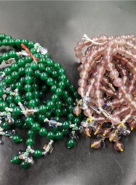 四海玉器 8毫米翠绿色玉髓玛瑙圆珠手链 淡紫色玉髓女款手串