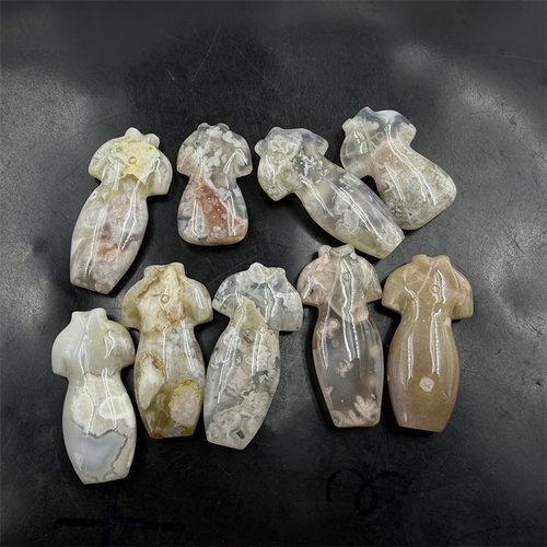 四海玉器 天然正品樱花玛瑙旗袍吊坠 挂件 玉坠