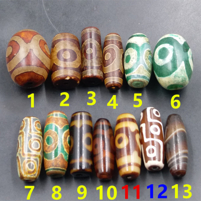 四海玉器 天然正品藏式复古天珠玛瑙勒子 天珠玛瑙筒珠 九眼天珠